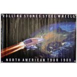 The Rolling Stones - Steel Wheels North American Tour poster 1989, rolled, 34 1/2 x 22 1/4 inches.