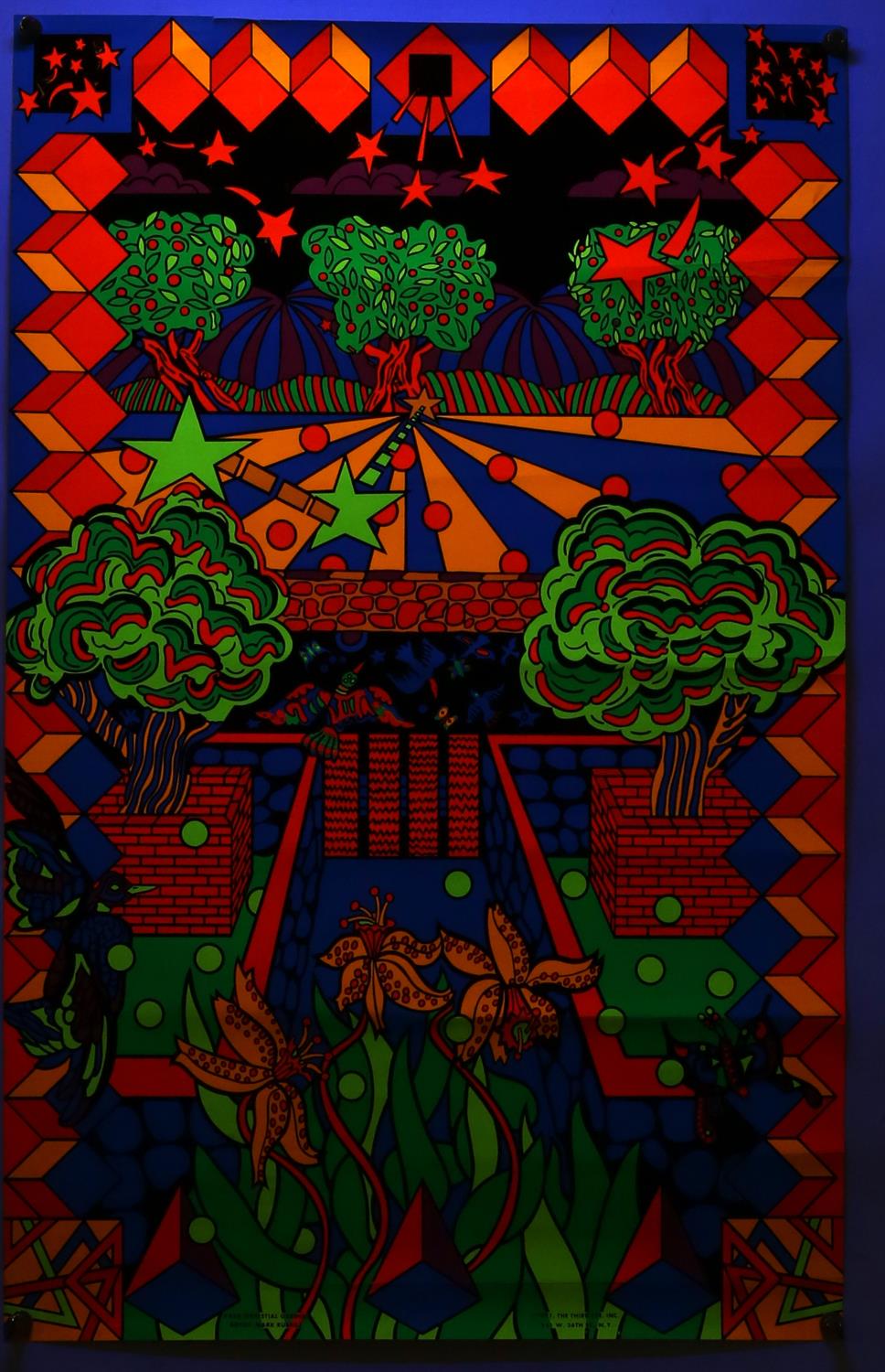 2 x 1971 Psychedelic blacklight posters including Terrestrial Garden, artwork by Mark Russell, - Image 2 of 4