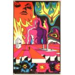 5 x 1960s/70s Psychedelic blacklight posters including The Trip 1970, The Zappers, Sunrise Skier,