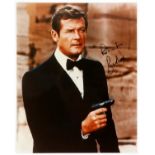 Roger Moore – A signed 10 x 8 inch photo showing him as James Bond 007, signed ‘Best Wishes Roger