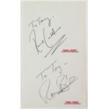 The Two Ronnies - Autograph page signed by Ronnie Corbett and Ronnie Barker, 13 x 21 cm.