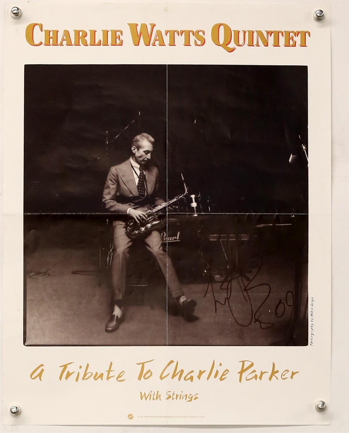 9 autographed Rock and Blues concert and promotional posters - including Charlie Watts Quintet,