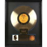 The Jimi Hendrix Experience- Gold disc for Crash Landing. A mounted and framed presentation disc,