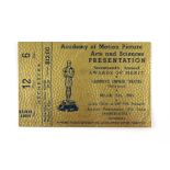 An original ticket stub from the 17th Annual Academy Awards in 1945, 7 x 11 cm.