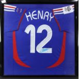Thierry Henry - Signed France team World Cup 2006 football shirt, framed, 27 1/2 x 28 inches