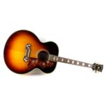 Gibson Custom J-200 Guitar, sunburst finish, maple back and sides, mother of pearl inlaid rosewood