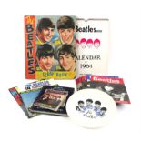 The Beatles -Items including a 1964 Calendar, Beatles Scrap Book, Washington Pottery side plate,