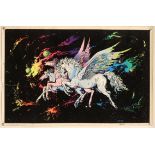 5 x 1970s Psychedelic blacklight posters, including Winged Horses 1978, Electric Rainbow 1972,