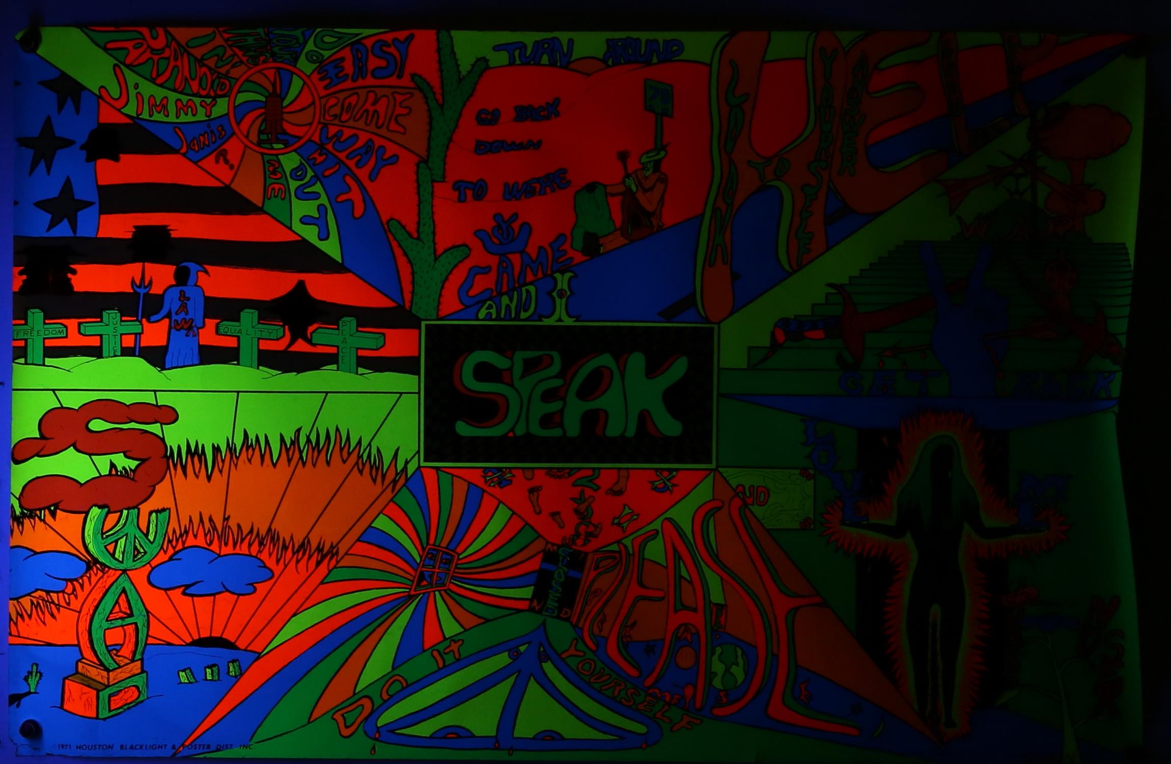 2 x 1971 Psychedelic blacklight posters including Terrestrial Garden, artwork by Mark Russell, - Image 4 of 4