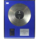 The Beatles - Platinum Disc presented to Colin Miles (for track listing) to recognise sales in the