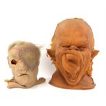 Two Horror masks including a foam latex demon bust designed by artist Mark Alfrey and another