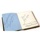 Autograph album with 60+ signatures including Fred Astaire, Adele Astaire, Gladys Cooper,