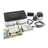Sinclair ZX Spectrum + Games console with Saisho DR10 Datacorder, games including Make a Chip,
