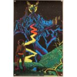 5 x 1960s/70s Psychedelic blacklight posters including Dragon Fighter 1971, The Castle 1971,