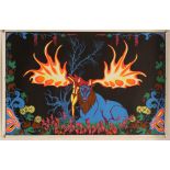 5 x 1960s/70s Psychedelic blacklight posters Icarus, Octopus, Nymph's Revenge, Forest Fantasy,