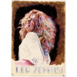 Led Zeppelin - Original hand painted artwork on thick paper by John Judkins, signed and dated, flat,