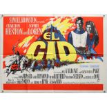 El Cid (1961) British Quad film poster and a re-release film poster, starring Charlton Heston and