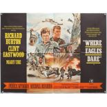 Where Eagles Dare (1969) British Quad film poster, War starring Clint Eastwood & Richard Burton,