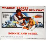 Bonnie & Clyde (1968) British Quad film poster with poster illustration by Tom Chantrell, folded,