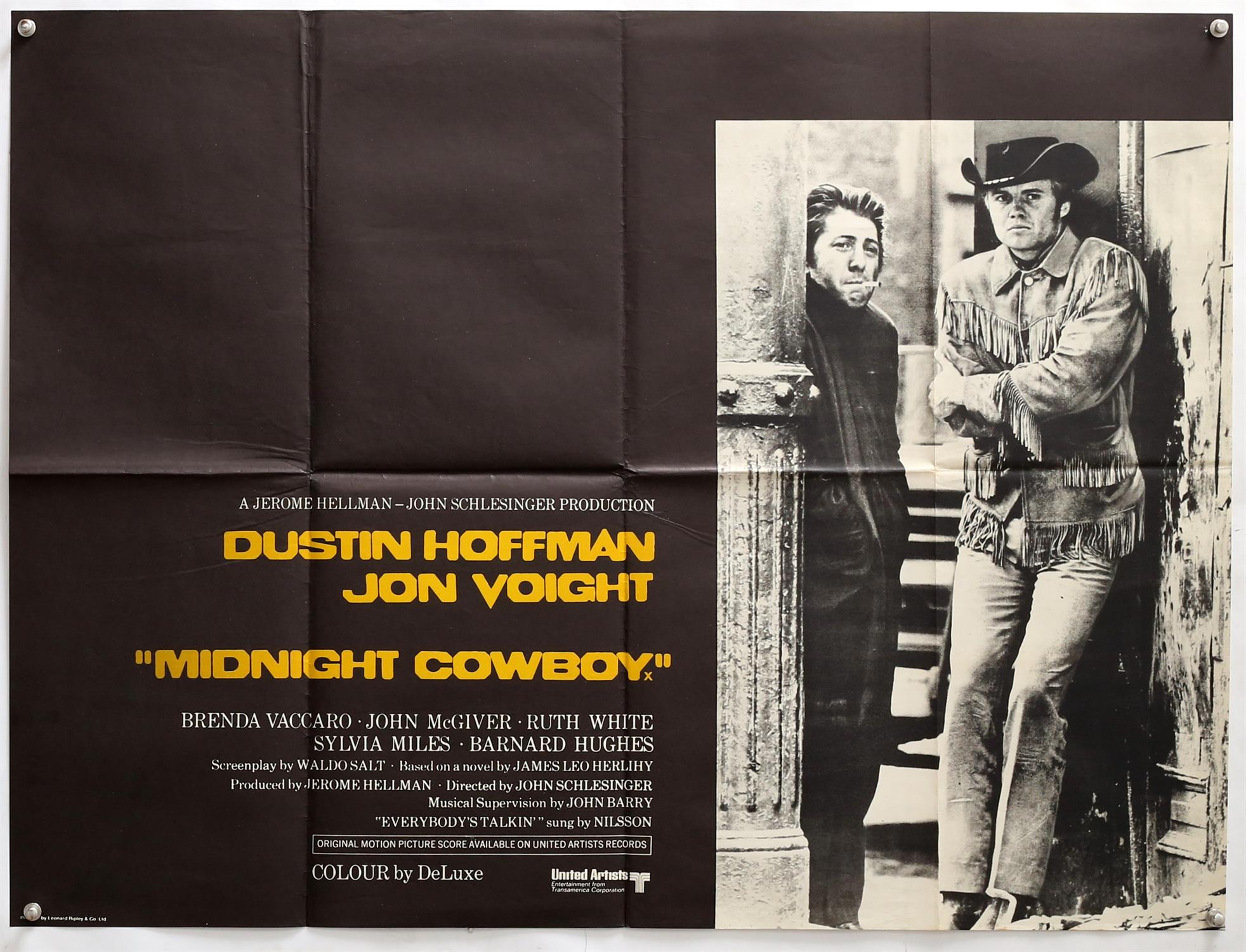 Midnight Cowboy (1969) British Quad film poster, starring Dustin Hoffman & Jon Voight,
