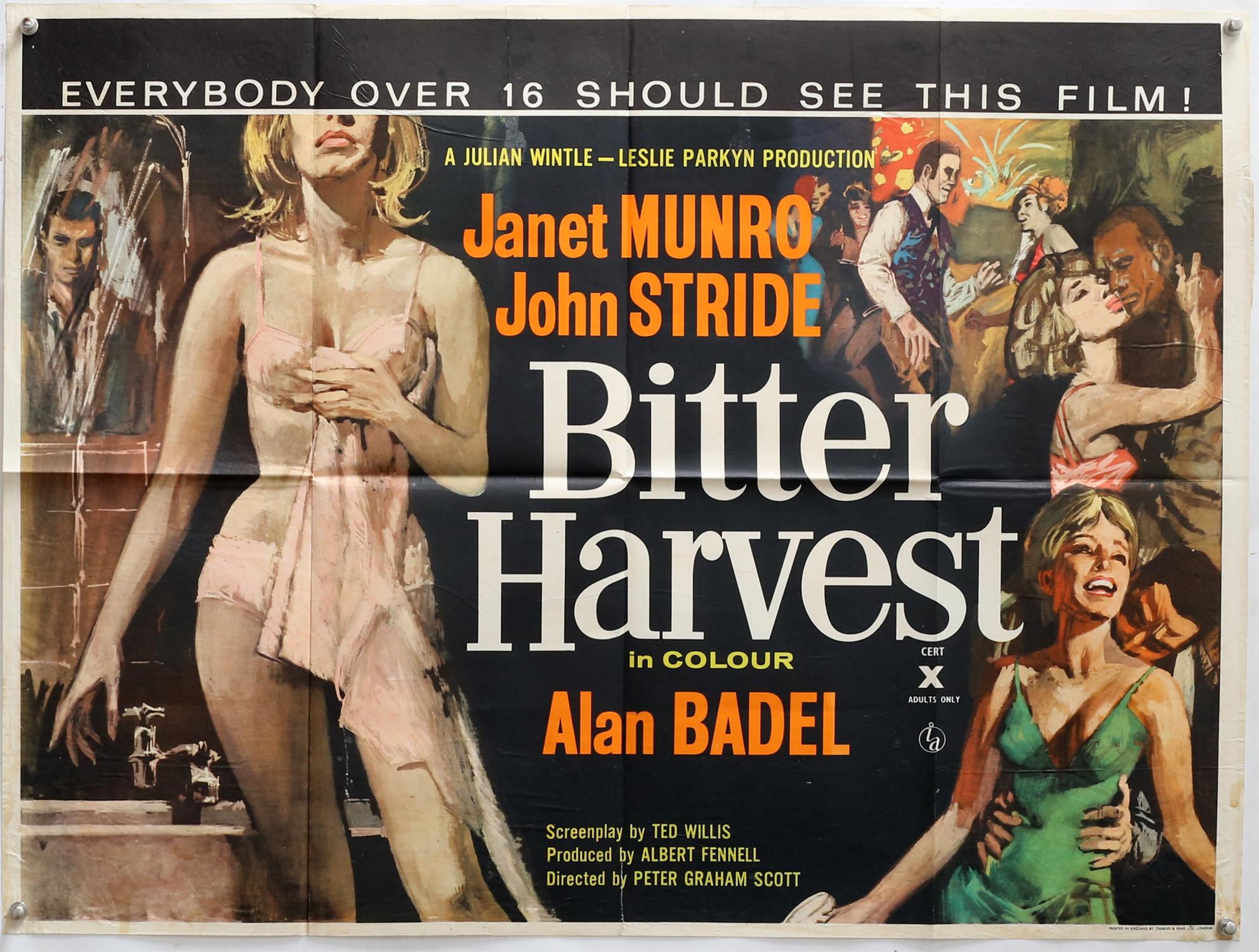 Bitter Harvest (1963) British Quad film poster, starring Janet Munro, folded, 30 x 40 inches.