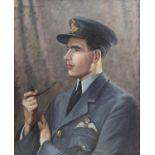 Robert Murray (British, 1888-1967), portrait of an RAF officer smoking a pipe, signed and dated