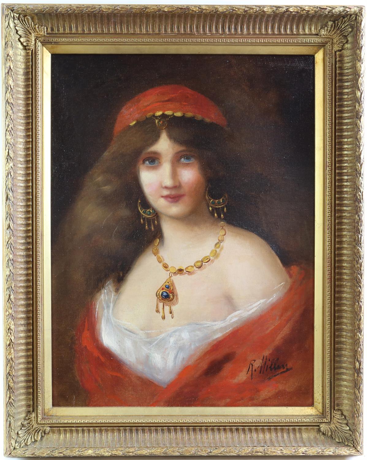 R. Miller, Early 20th century English School, head and shoulders portrait of a young woman, signed, - Image 2 of 4