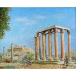 § Vasilis Zenetzis (Greek, 1935-2016). 'Stylea of Olympia Zeus with Acropolis beyond, Athens',