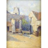 20th century, English School, farmyard scene with chickens, indistinctly signed and dated,