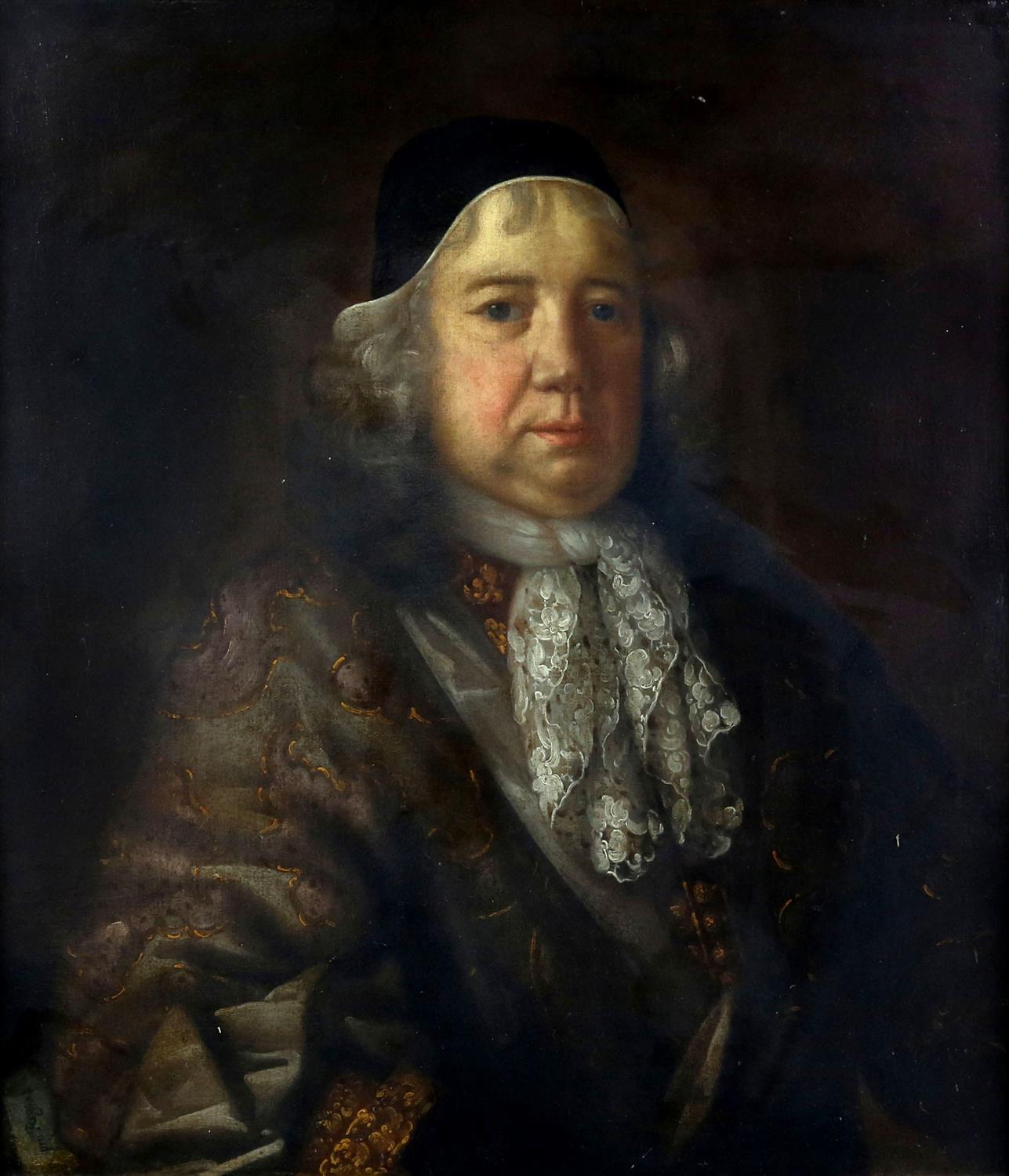 17th / 18th century British school, portrait of a gentleman wearing cap and a lace cravat,