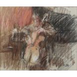 Tom Coates (British, b. 1941). 'Cellist', pastel, signed with initials, 25.5cm x 30.