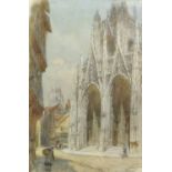 Henry Charles Brewer (British, 1866-1950), Dieppe Cathedral from the South, watercolour over pencil