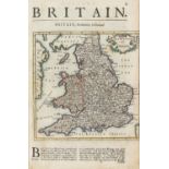 17th century map of England and Wales in page of English text, 29 x 18.5 cms text page including