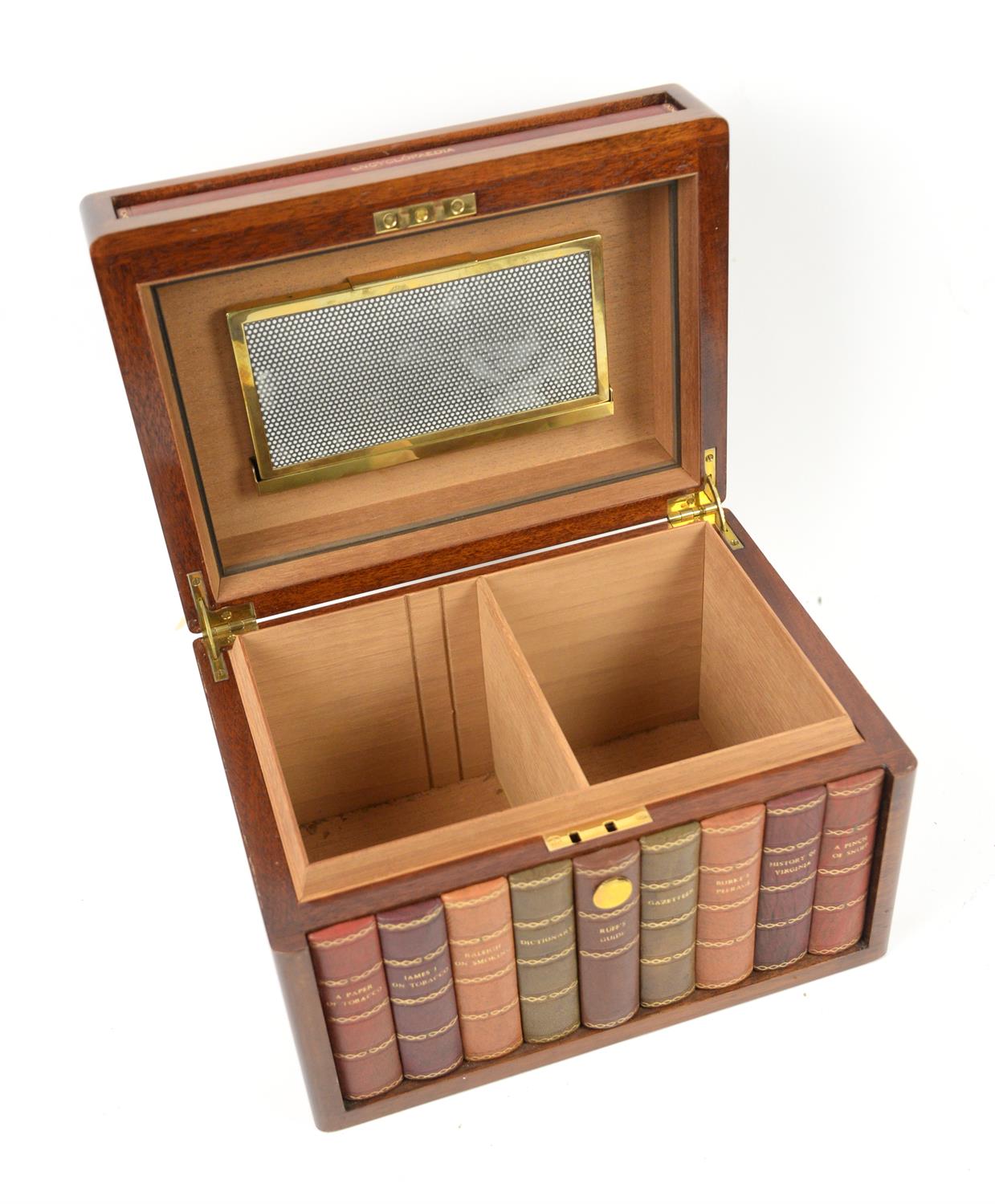 20th century walnut humidor in the form of a bookcase, h20.5cm x w31.5cm x d23cm, - Image 2 of 2