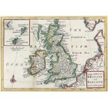 18th century map of Great Britain & Ireland by Herman Moll Geographer 18 x 25 cms.