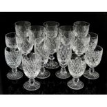 Waterford crystal red wine glasses x 6, white wine glasses x 6, sherry glasses x 6,