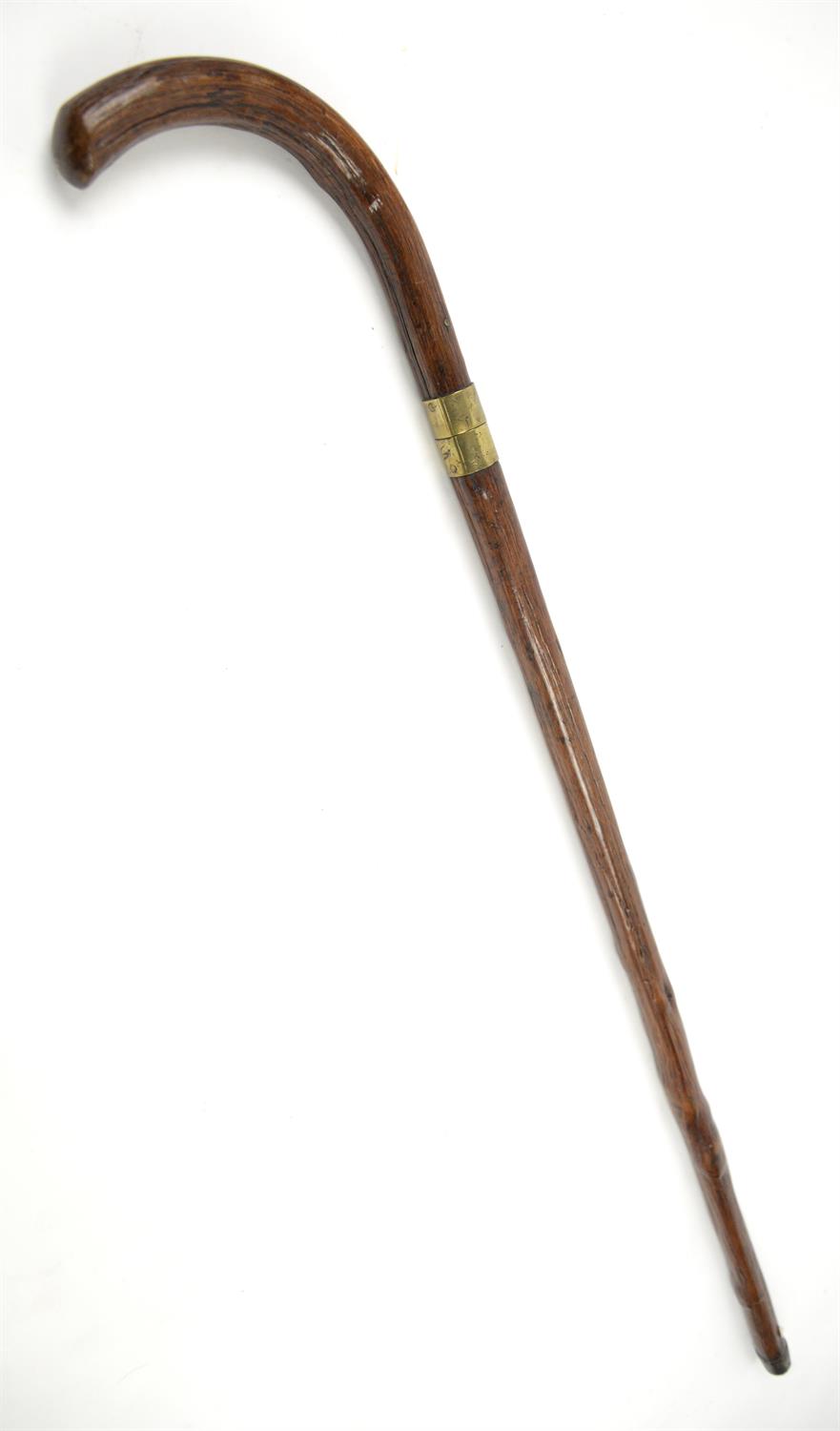 Early 20th century wood sheathed and brass mounted swordstick, 94cm long,