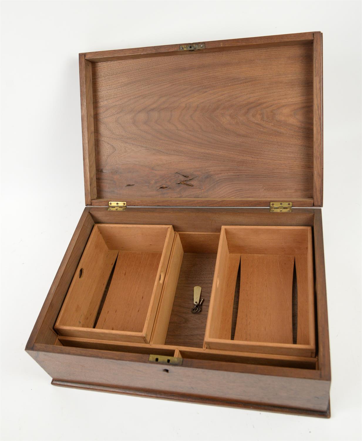 Early 20th century camphor wood humidor with fitted interior, h18cm x w47cm x d31cm, - Image 2 of 2