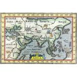 17th century map of Asia in the manner of Abraham Ortelius (1527-98), 8 x 12 cms,