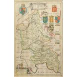 Map of Buckinghamshire, hand-coloured engraving, having cartouche with cherubs to lower left,