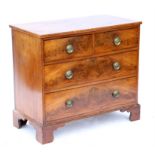 19th century mahogany chest of two short over two long drawers, on bracket feet, H82 x W93 x D48cm