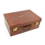 Edward VII crocodile skin ladies travelling dressing case, comprising tortoiseshell brushes,