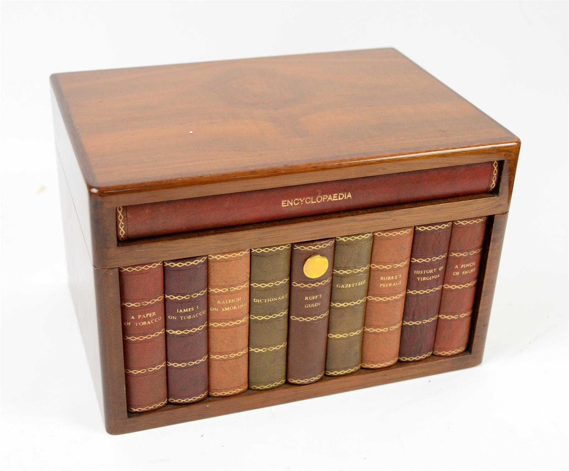 20th century walnut humidor in the form of a bookcase, h20.5cm x w31.5cm x d23cm,