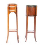 Early 20th century mahogany plant stand, 98cm high, and an oak plant stand, 102cm high, (2),