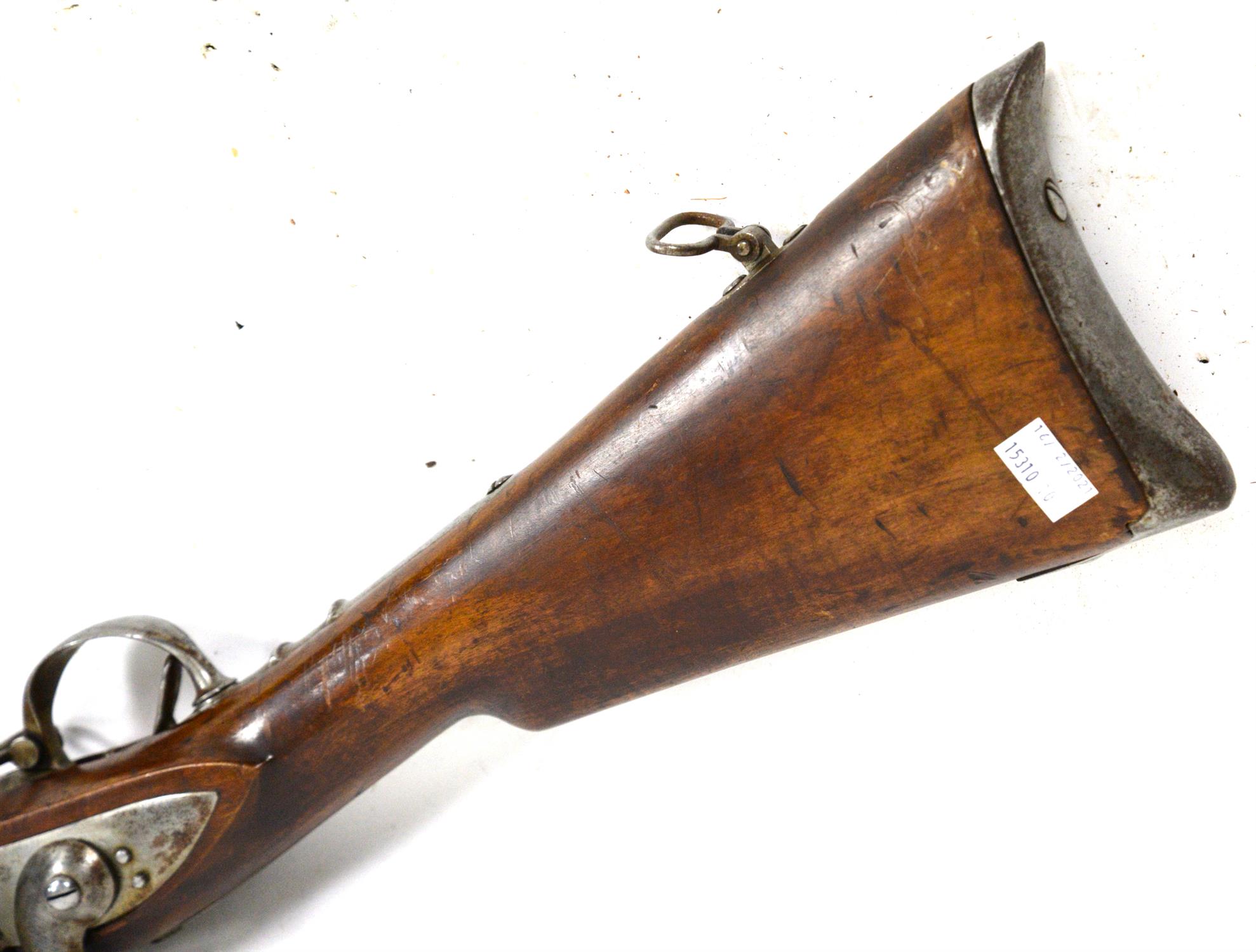 Large antique 6-bore flintlock single-shot musket, Belgian, circa 1800, with brushed bright round - Image 3 of 4