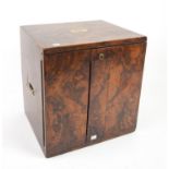 Victorian burr walnut and effect cigar chest, with two doors enclosing three drawers,