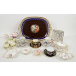 Continental porcelain two handled tray decorated with three classical ladies 45cm wide,