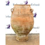 Large terracotta garden urn with three handles, H107cm