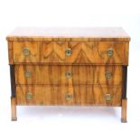 AMENDED DESCRIPTION 19th century walnut Biedermeier style chest of drawers, with frieze drawer