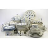 Furnival Denmark large quantity of dinner wares in blue and white comprising 3 covered tureens,